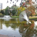 Birds flying over the Sphericon